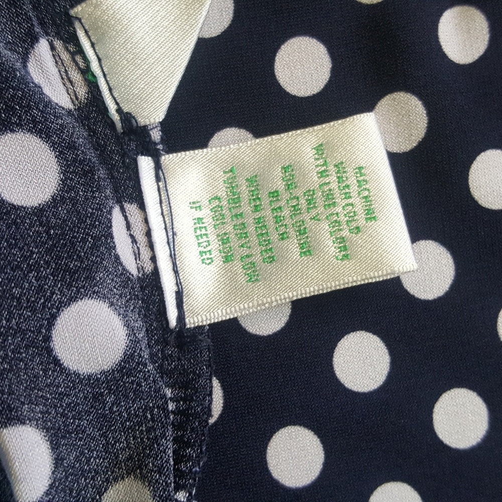 Laura Ashley Knit Polka Navy Dot Shirt Blouse Top - Picture 6 of 8